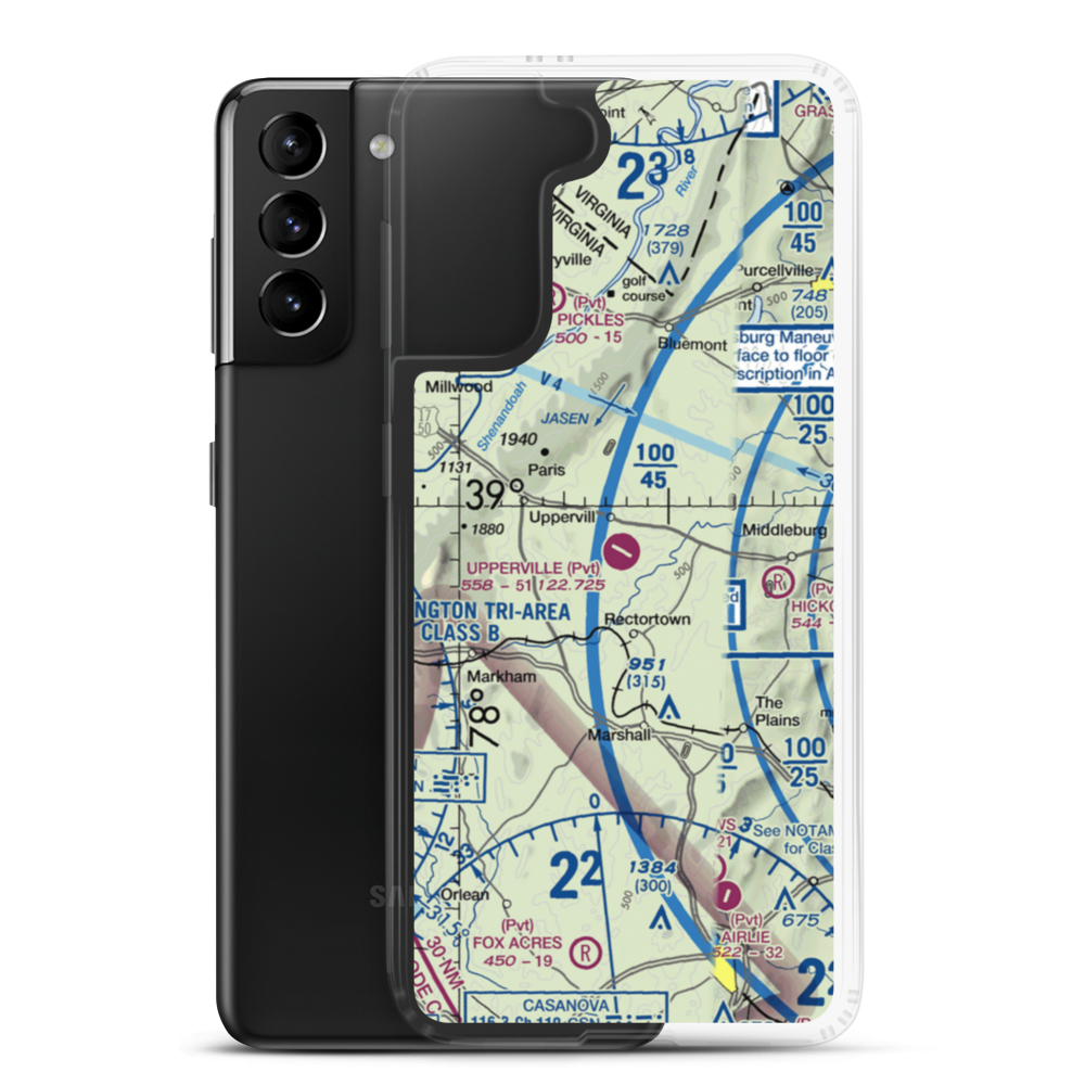 Upperville Airport (2VG2) VFR Sectional Samsung Case Samsung Galaxy S21 Plus model shown