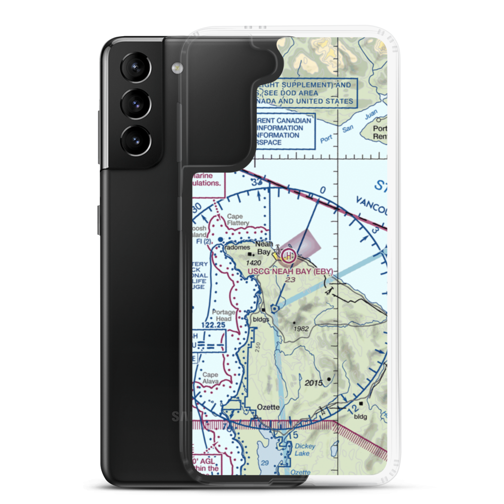 US Coast Guard Station Neah Bay Heliport (EBY) VFR Sectional Samsung Case Samsung Galaxy S21 Plus model shown
