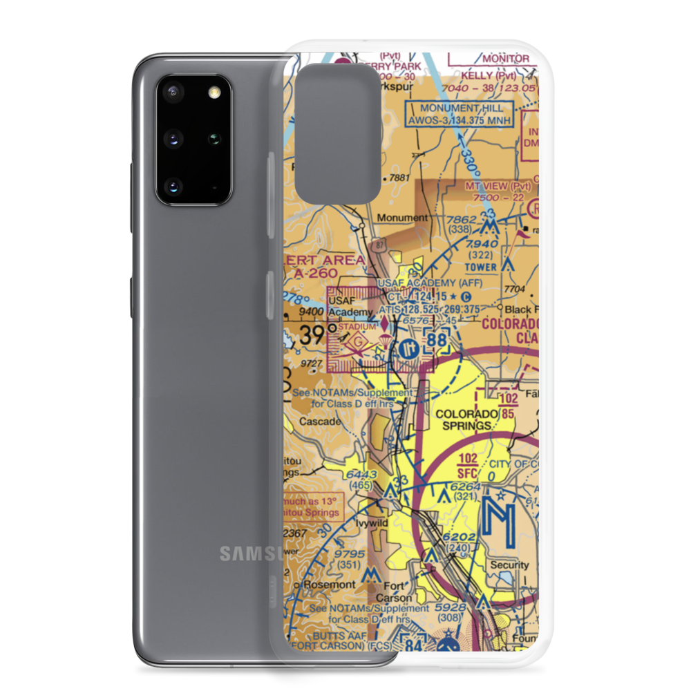 USAF Academy Airfield (AFF) VFR Sectional Samsung Case Samsung Galaxy S20 Plus model shown