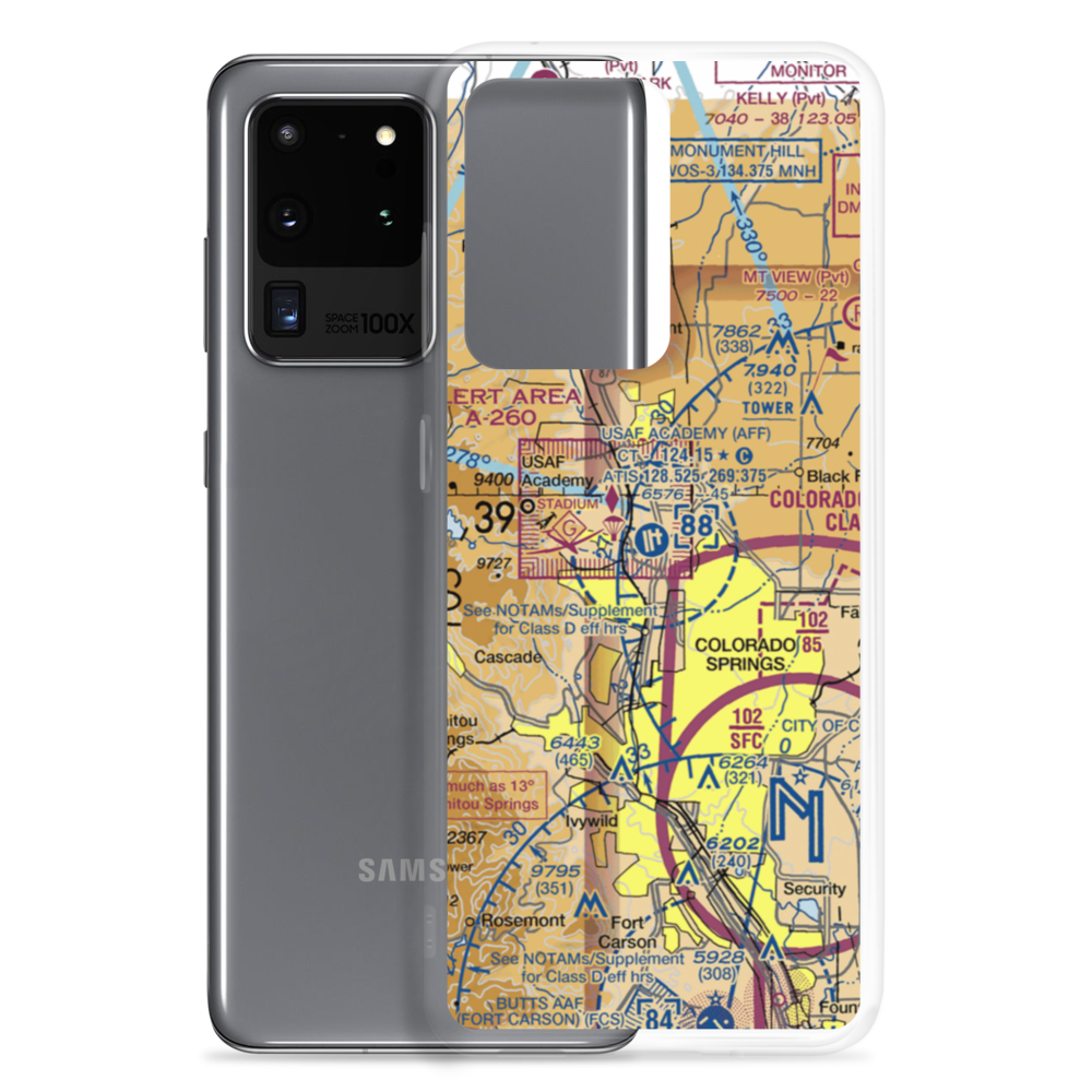 USAF Academy Airfield (AFF) VFR Sectional Samsung Case Samsung Galaxy S20 Ultra model shown