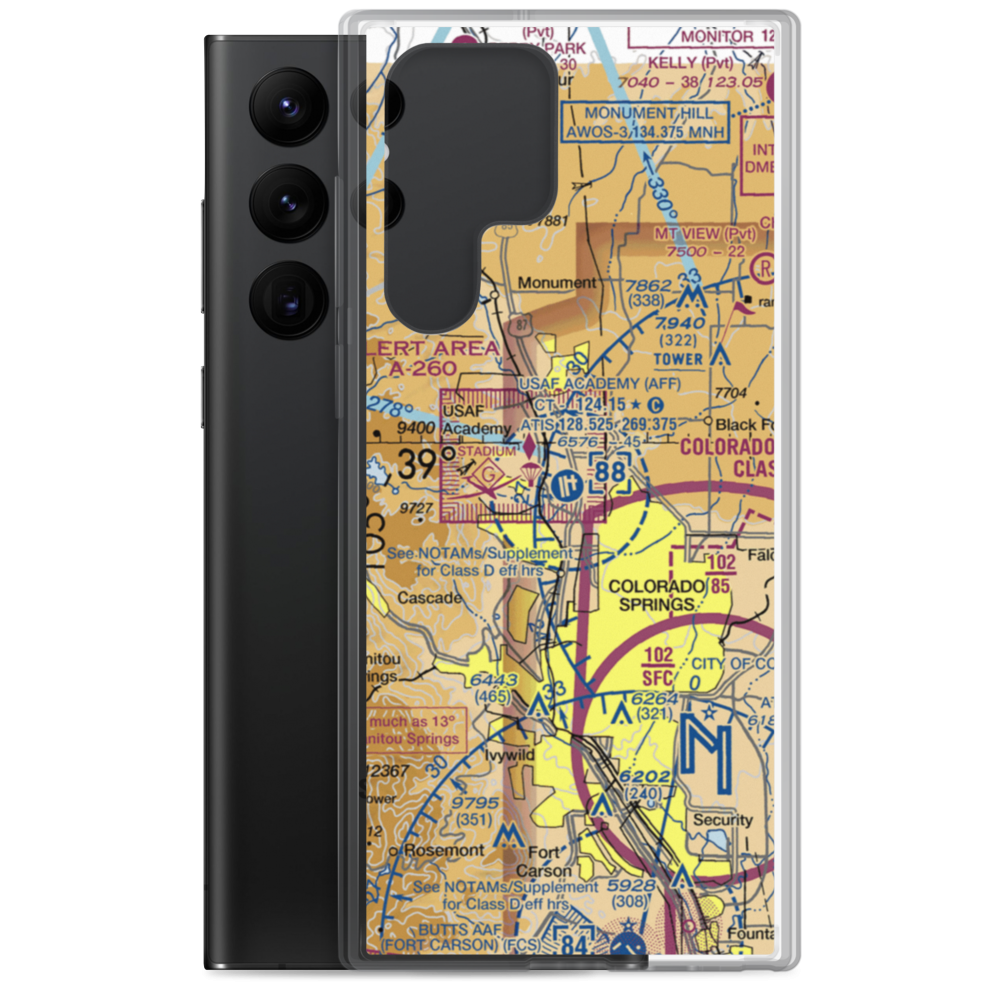 USAF Academy Airfield (AFF) VFR Sectional Samsung Case Samsung Galaxy S22 Ultra model shown