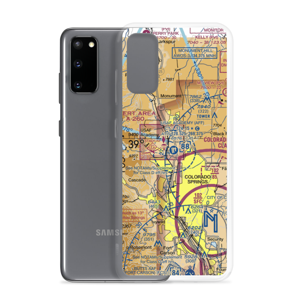 USAF Academy Airfield (AFF) VFR Sectional Samsung Case Samsung Galaxy S20 model shown