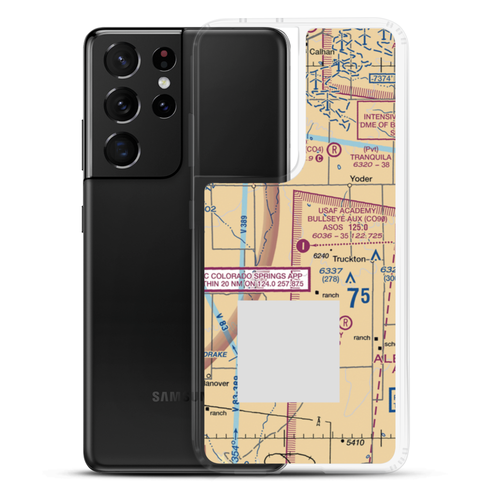 Usaf Academy Bullseye Aux Airstrip (CO90) VFR Sectional Samsung Case Samsung Galaxy S21 Ultra model shown