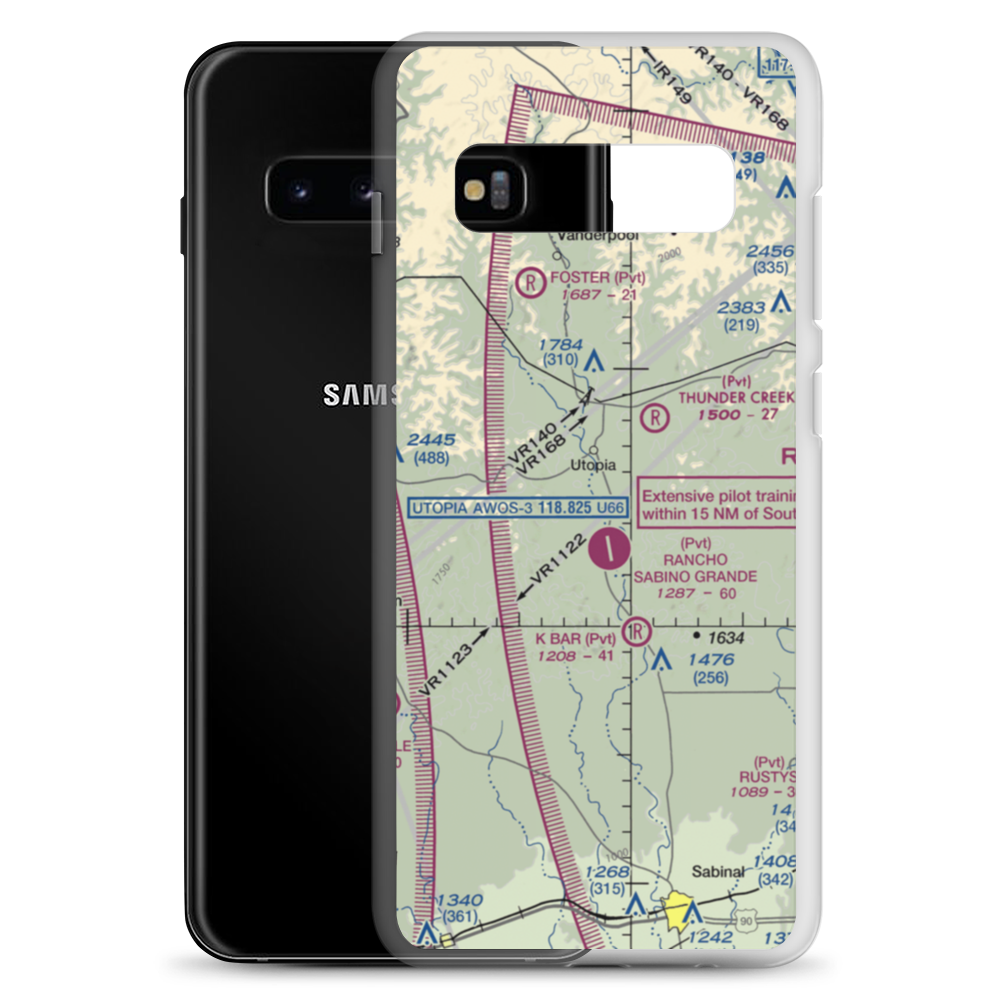 Utopia on the River Airport (5TX9) VFR Sectional Samsung Case Samsung Galaxy S10+ model shown