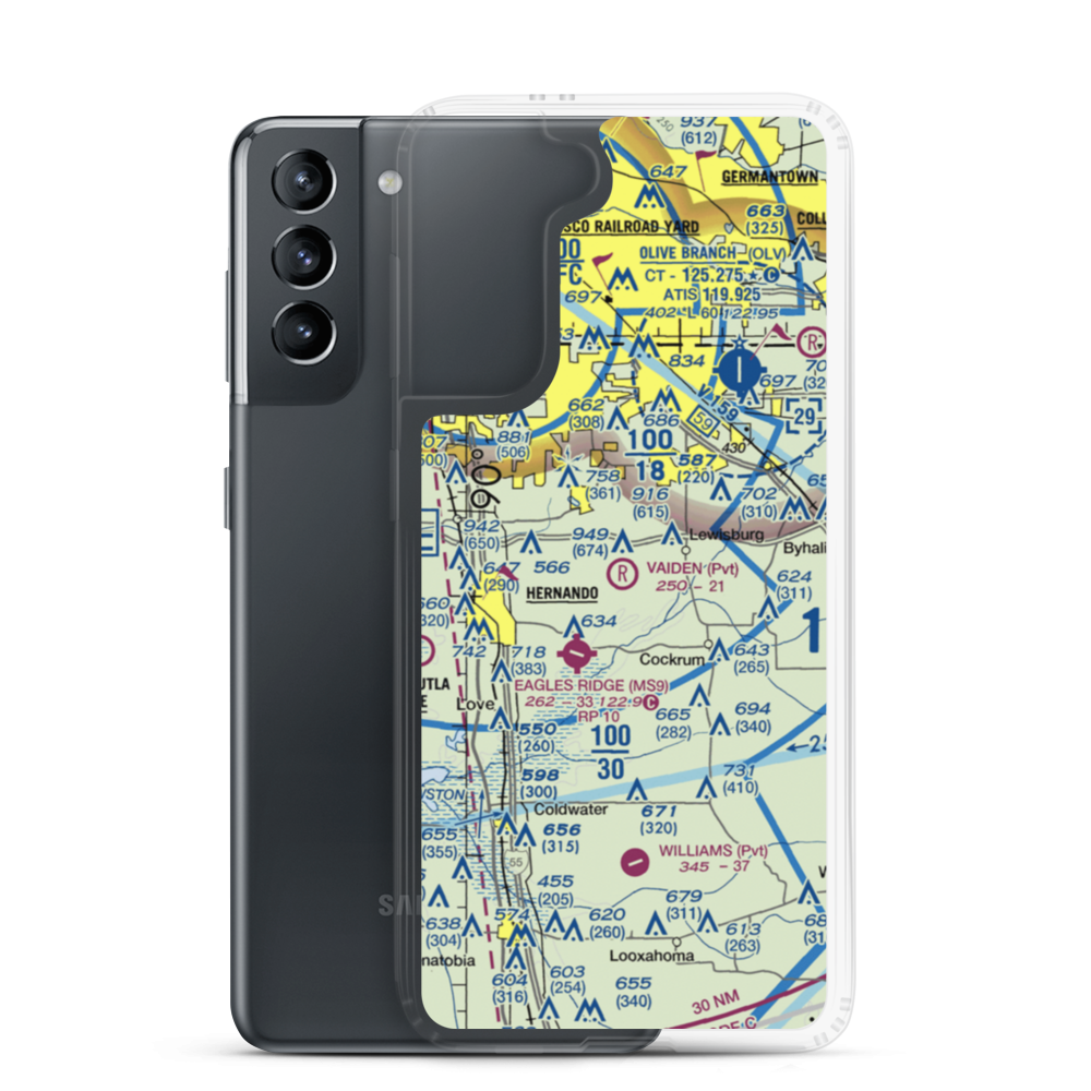 Vaiden Landing Airport (MS64) VFR Sectional Samsung Case Samsung Galaxy S21 model shown