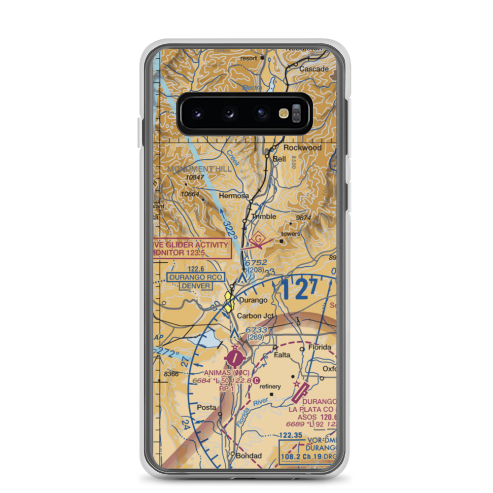 Val Air Airport (CD82) VFR Sectional Samsung Case Samsung Galaxy S10 model shown