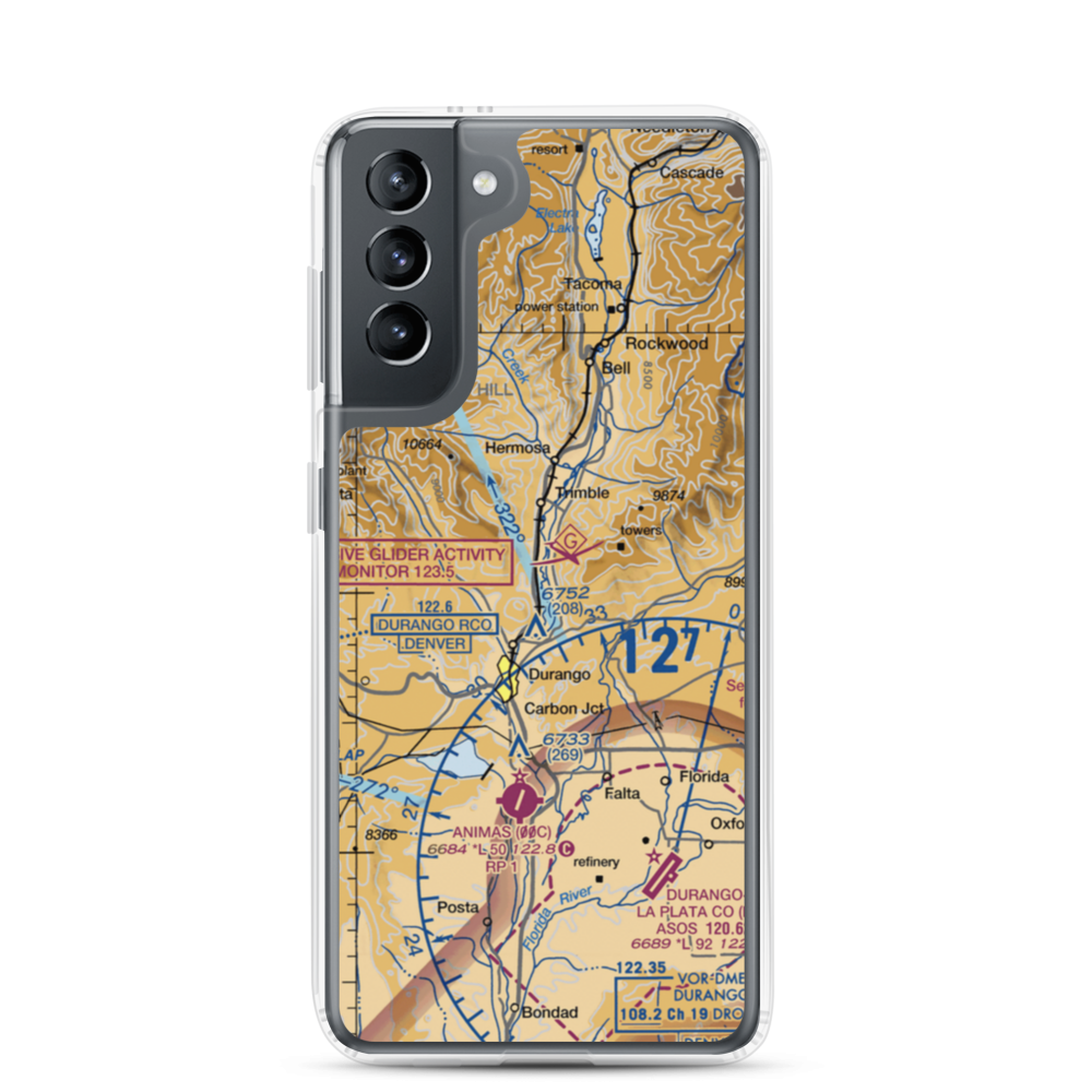 Val Air Airport (CD82) VFR Sectional Samsung Case Samsung Galaxy S21 model shown