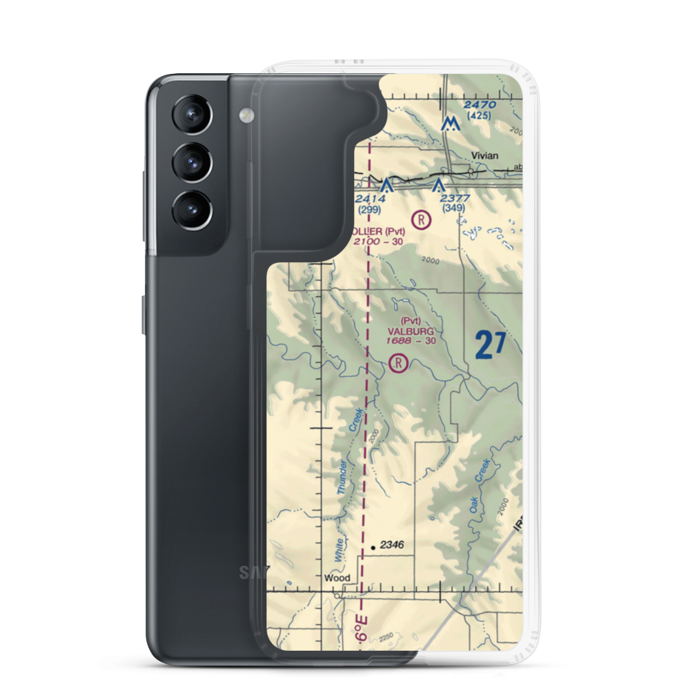 Valburg Ranch Airport (SD14) VFR Sectional Samsung Case Samsung Galaxy S21 model shown