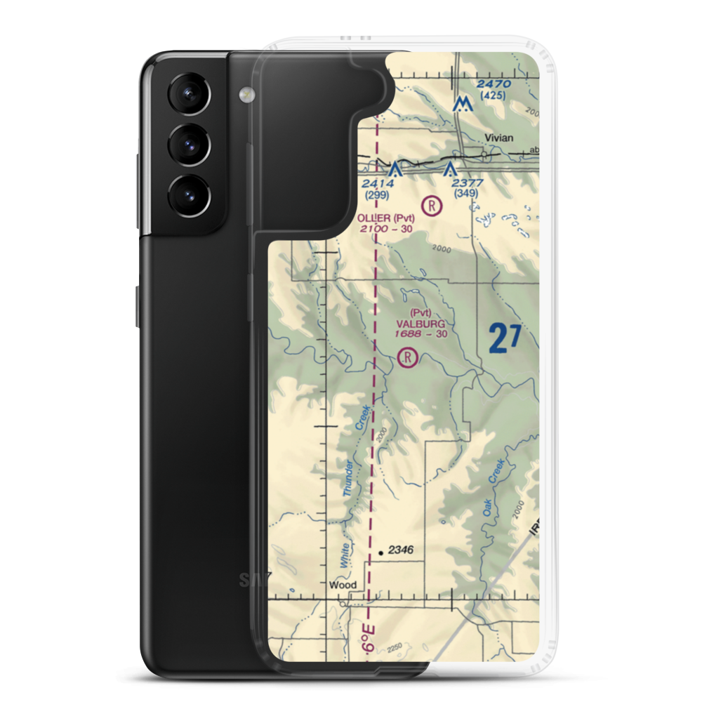 Valburg Ranch Airport (SD14) VFR Sectional Samsung Case Samsung Galaxy S21 Plus model shown