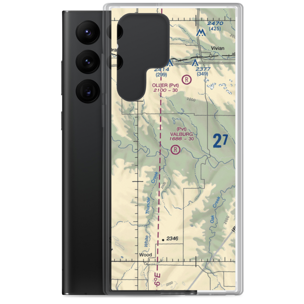 Valburg Ranch Airport (SD14) VFR Sectional Samsung Case Samsung Galaxy S22 Ultra model shown
