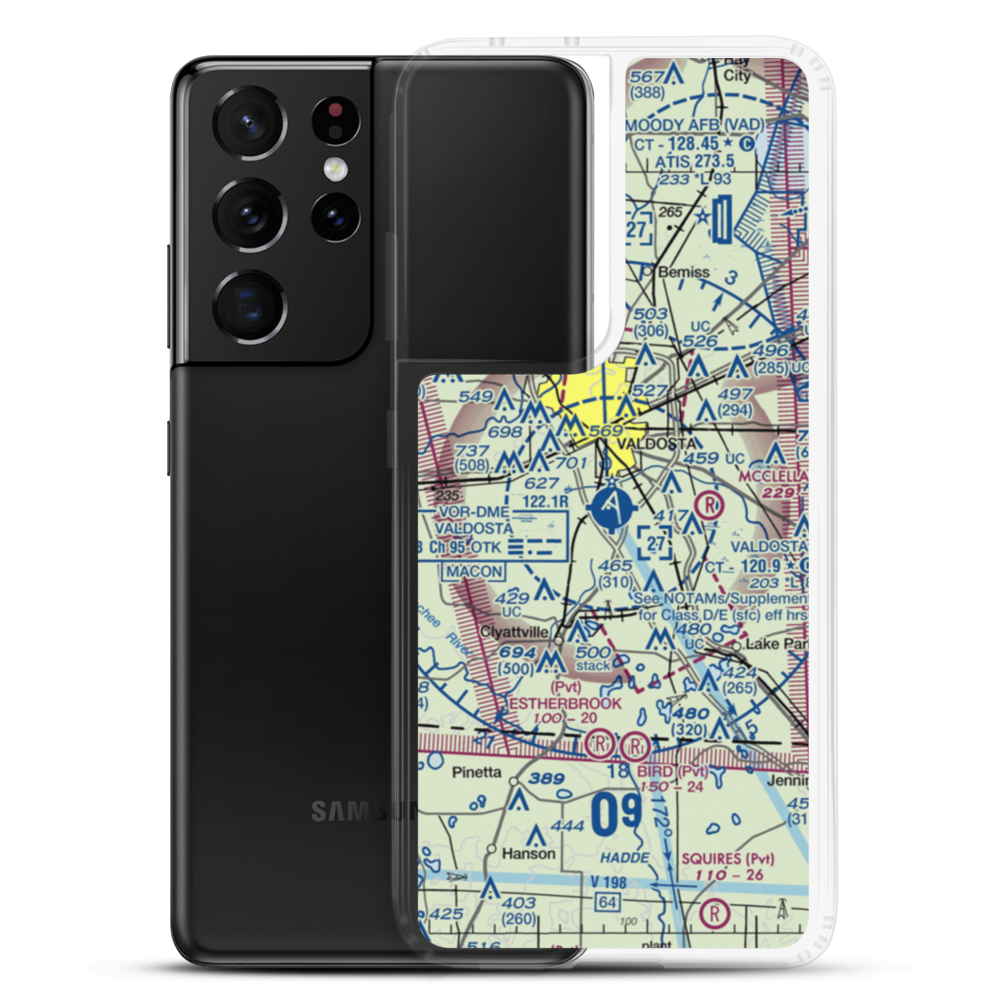 Valdosta Regional Airport (VLD) VFR Sectional Samsung Case Samsung Galaxy S21 Ultra model shown