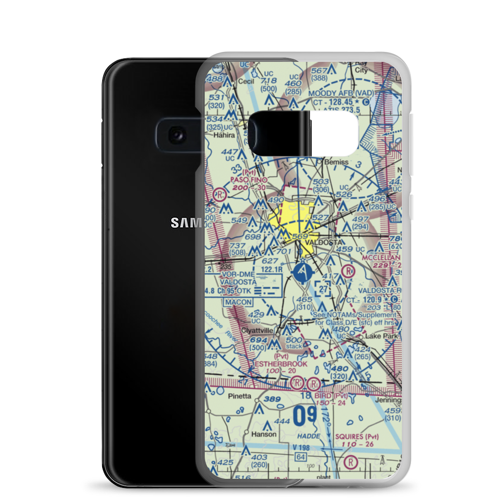 Valdosta Regional Airport (VLD) VFR Sectional Samsung Case Samsung Galaxy S10e model shown
