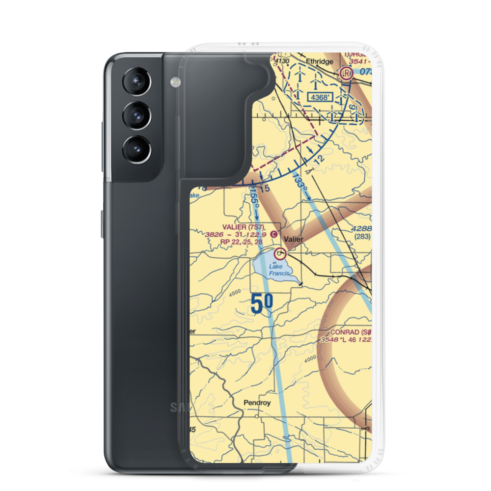 Valier Airport (7S7) VFR Sectional Samsung Case Samsung Galaxy S21 model shown