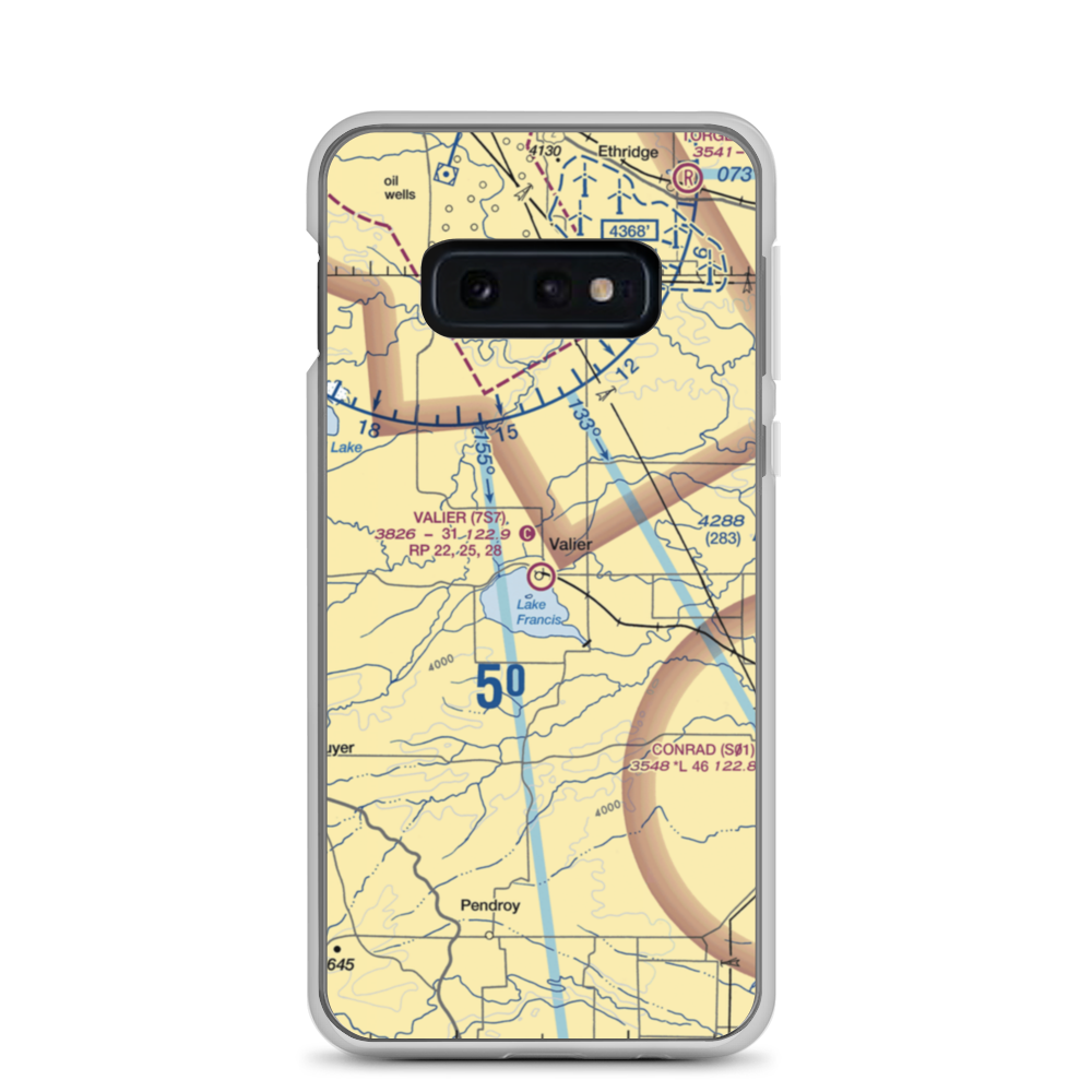 Valier Airport (7S7) VFR Sectional Samsung Case Samsung Galaxy S10e model shown