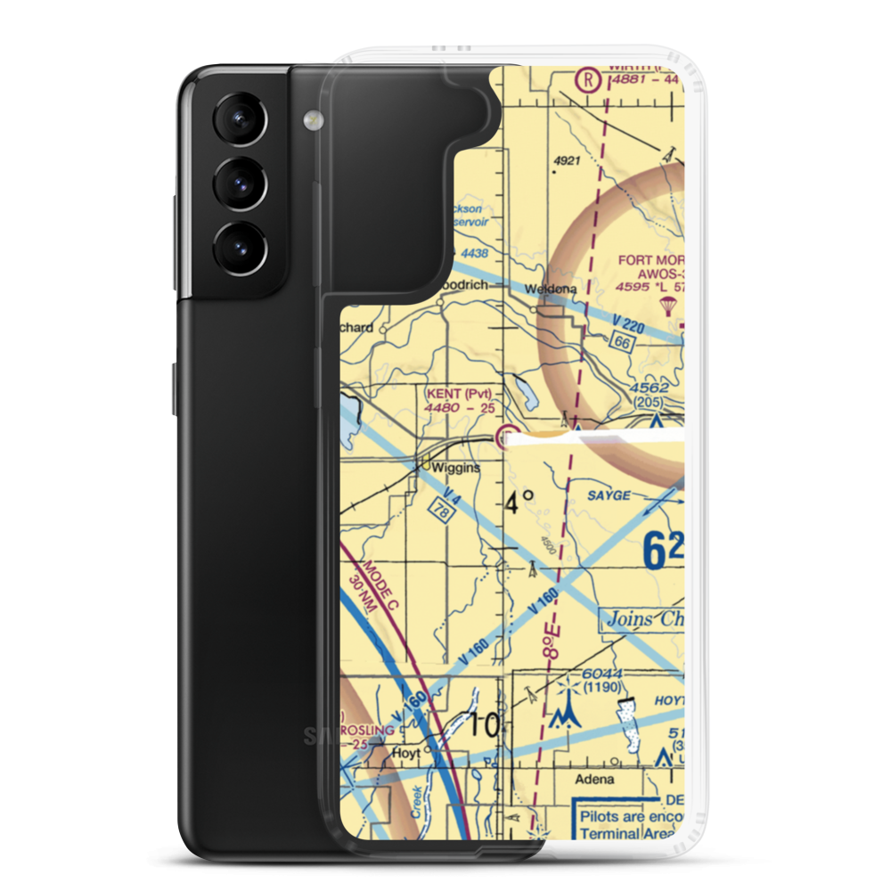 Vallery Airport (89CO) VFR Sectional Samsung Case Samsung Galaxy S21 Plus model shown