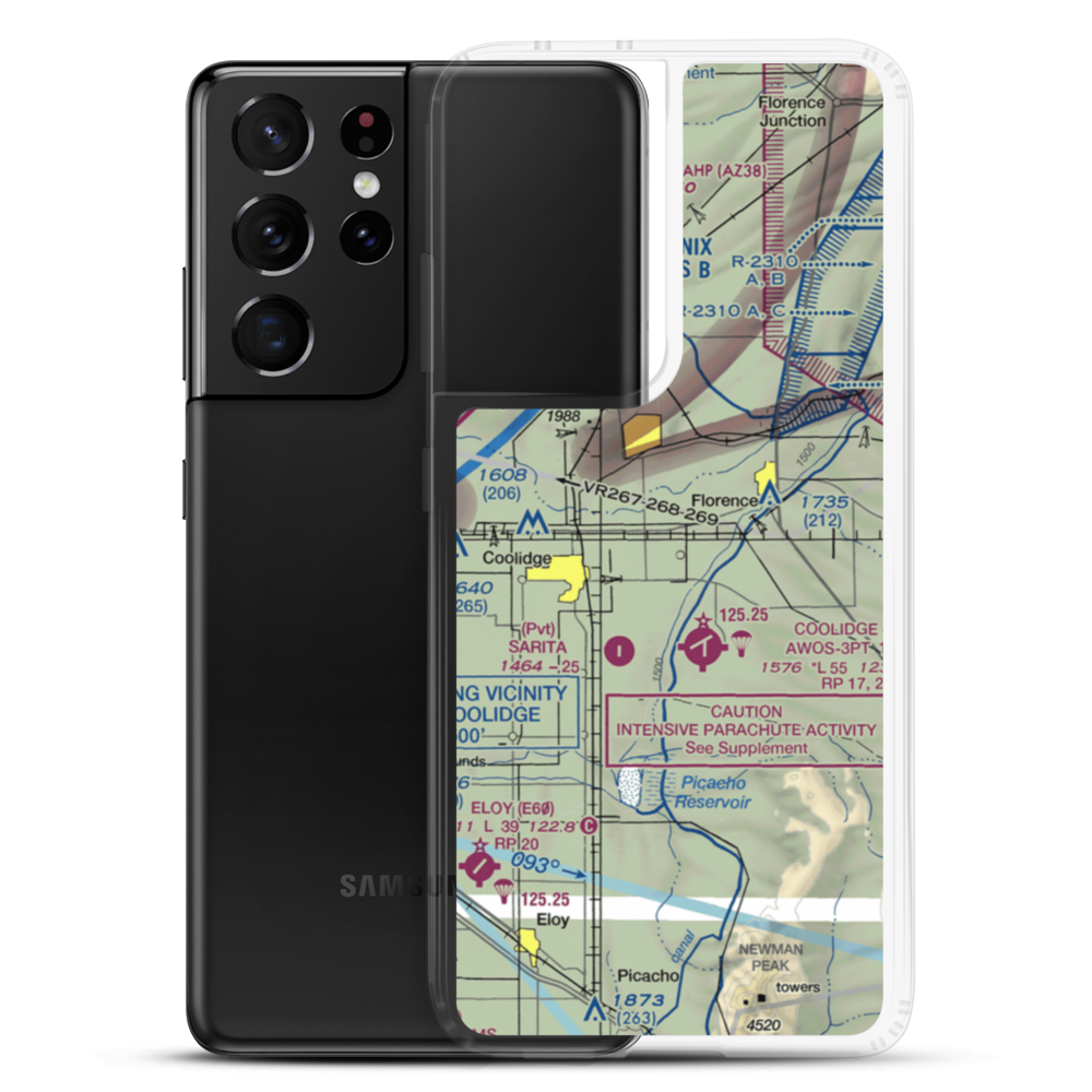 Valley Farms Airport (36AZ) VFR Sectional Samsung Case Samsung Galaxy S21 Ultra model shown