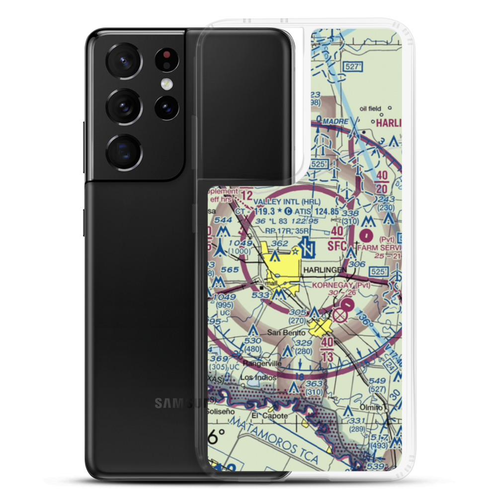 Valley International Airport (HRL) VFR Sectional Samsung Case Samsung Galaxy S21 Ultra model shown