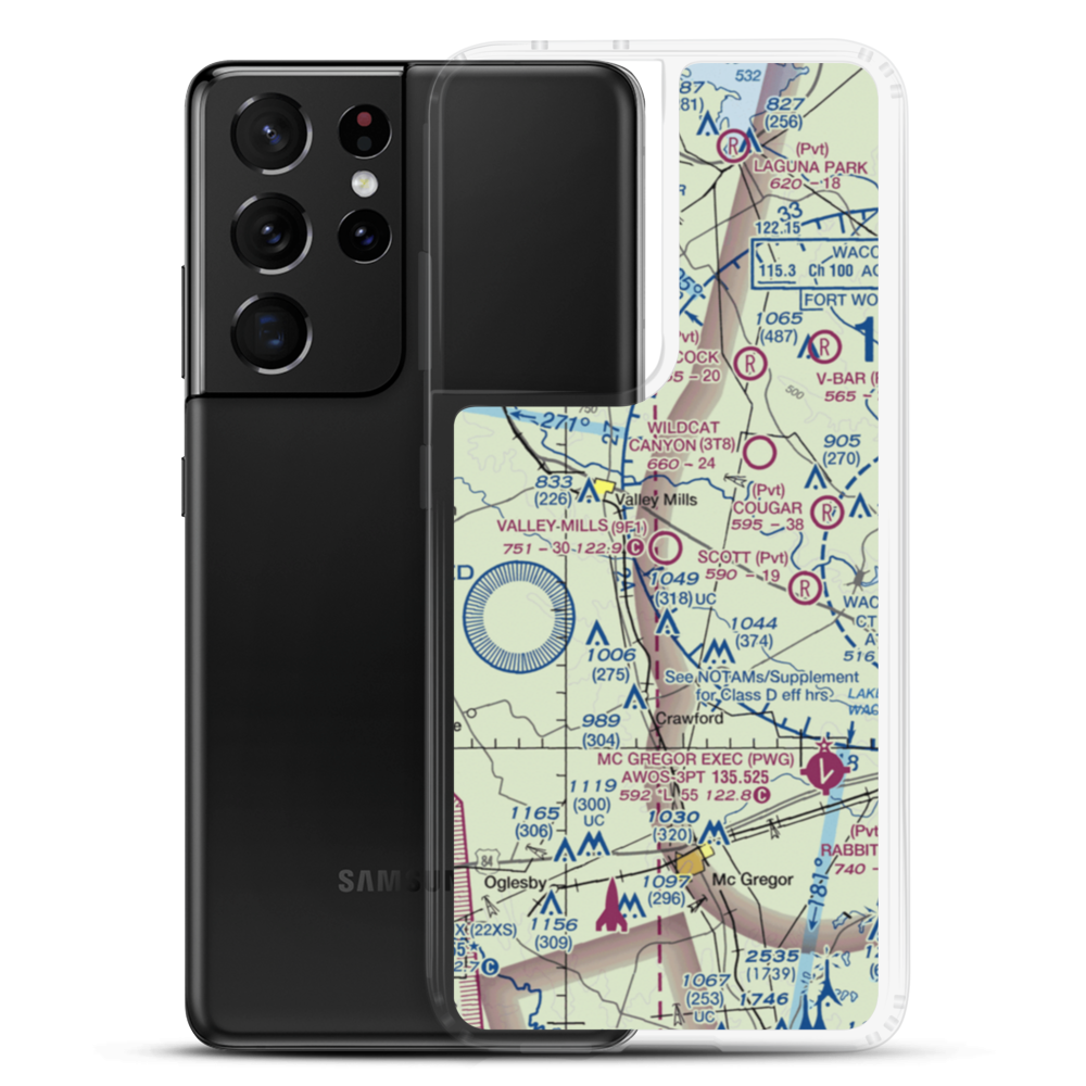 Valley Mills Municipal Airport (9F1) VFR Sectional Samsung Case Samsung Galaxy S21 Ultra model shown