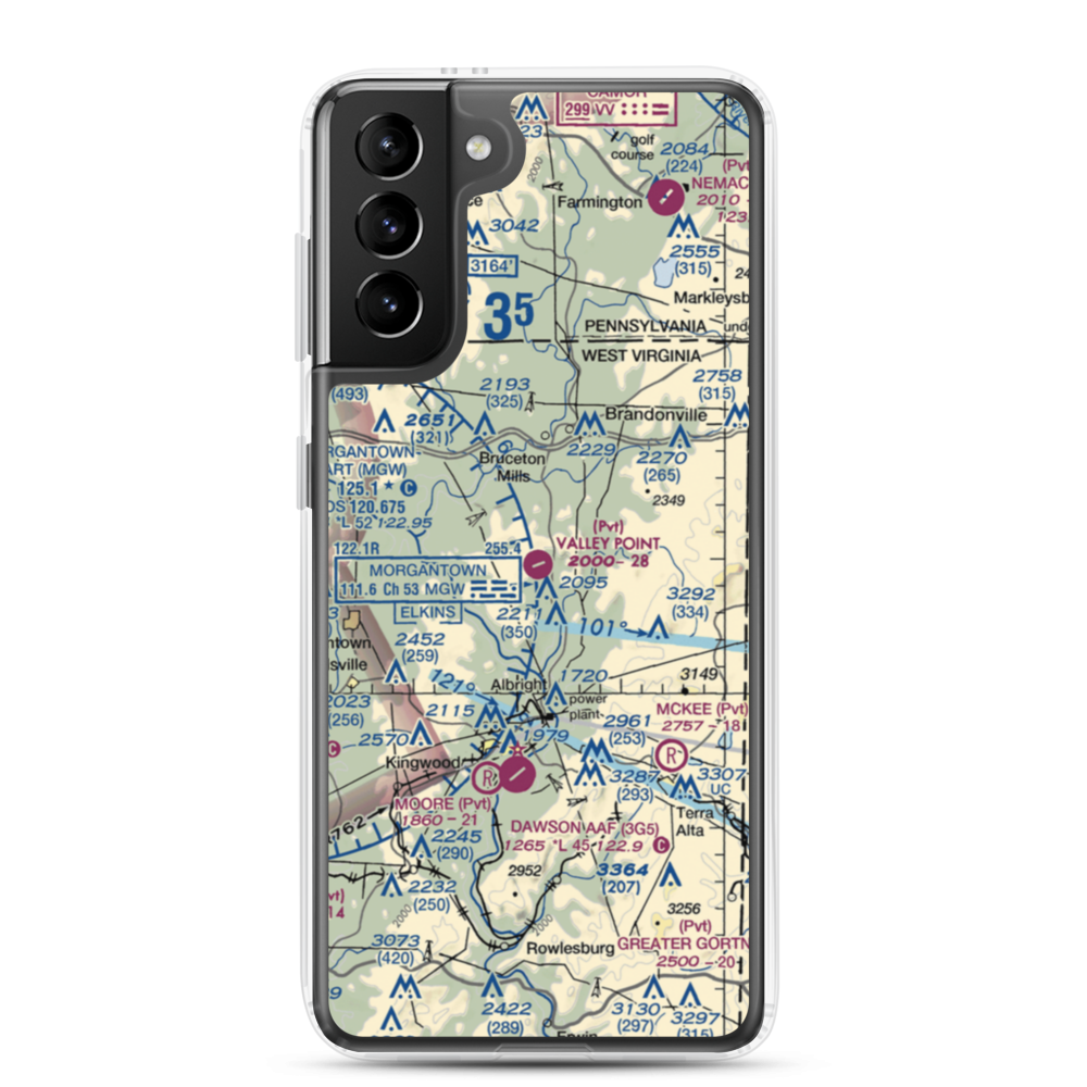 Valley Point Airport (WV29) VFR Sectional Samsung Case Samsung Galaxy S21 Plus model shown