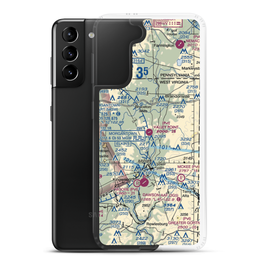 Valley Point Airport (WV29) VFR Sectional Samsung Case Samsung Galaxy S21 Plus model shown