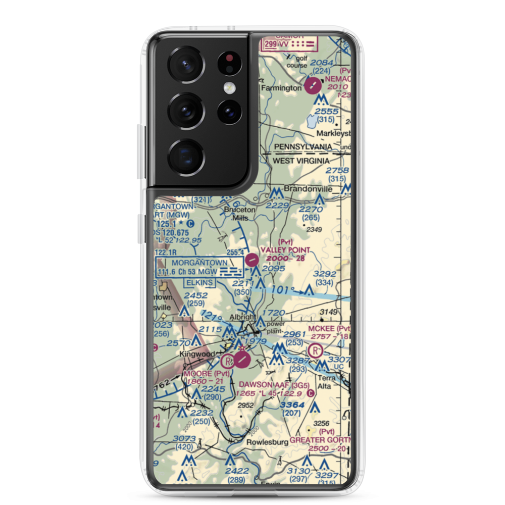 Valley Point Airport (WV29) VFR Sectional Samsung Case Samsung Galaxy S21 Ultra model shown
