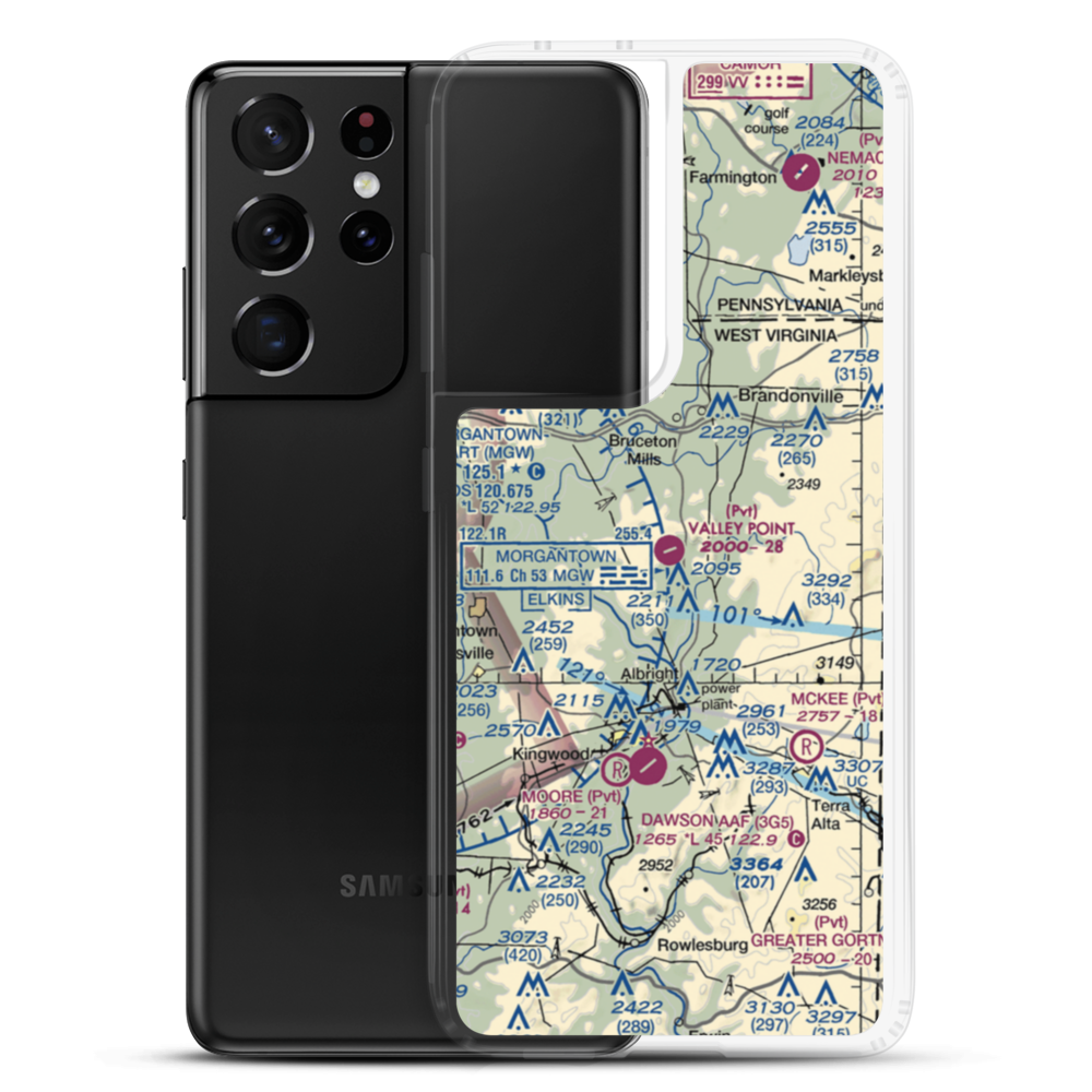 Valley Point Airport (WV29) VFR Sectional Samsung Case Samsung Galaxy S21 Ultra model shown