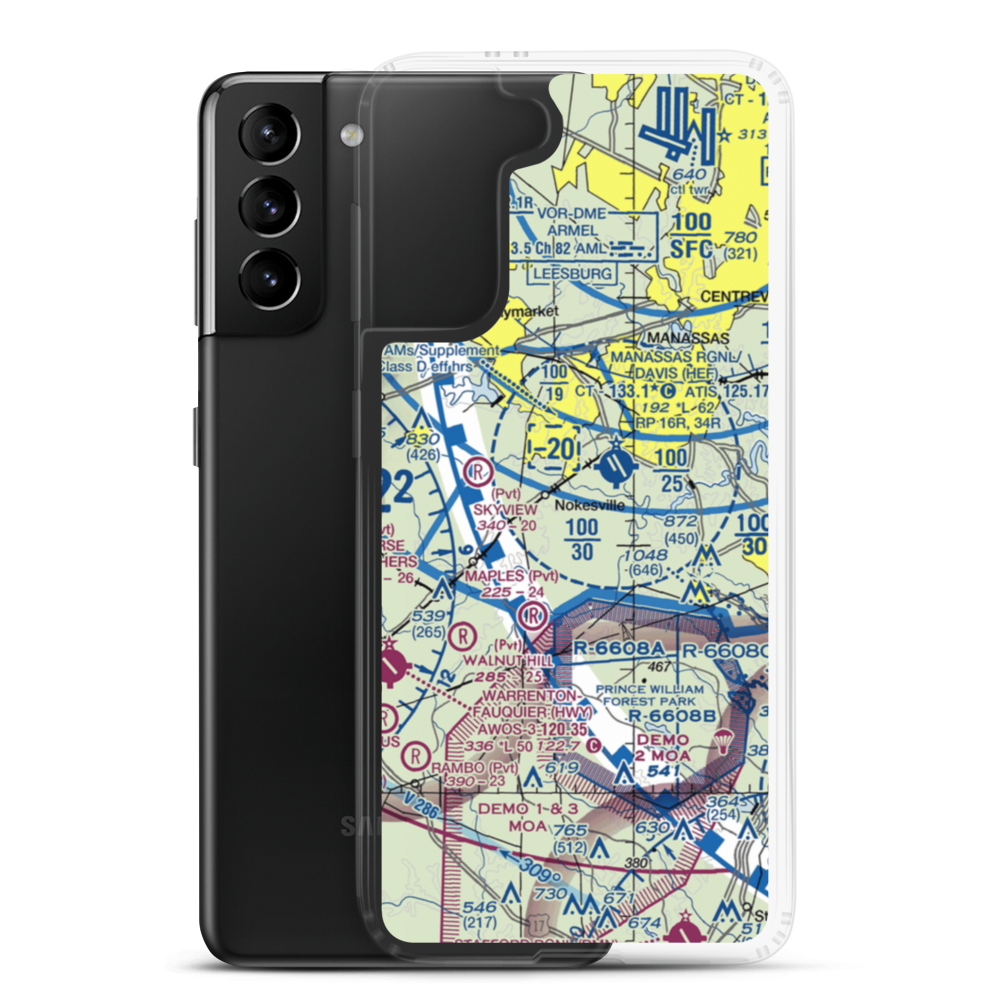 Valley View Airport (VA87) VFR Sectional Samsung Case Samsung Galaxy S21 Plus model shown