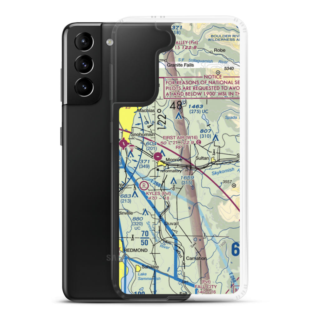 Van De Plasch Airport (WN20) VFR Sectional Samsung Case Samsung Galaxy S21 Plus model shown