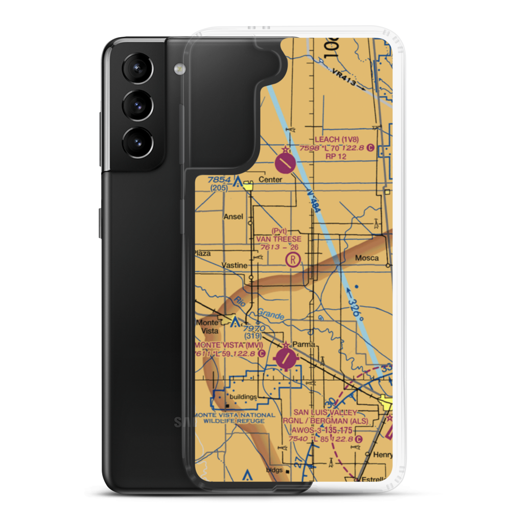 Van Treese Airport (0CO9) VFR Sectional Samsung Case Samsung Galaxy S21 Plus model shown
