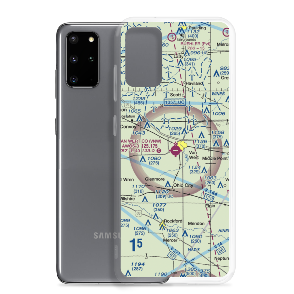 Van Wert County Airport (VNW) VFR Sectional Samsung Case Samsung Galaxy S20 Plus model shown