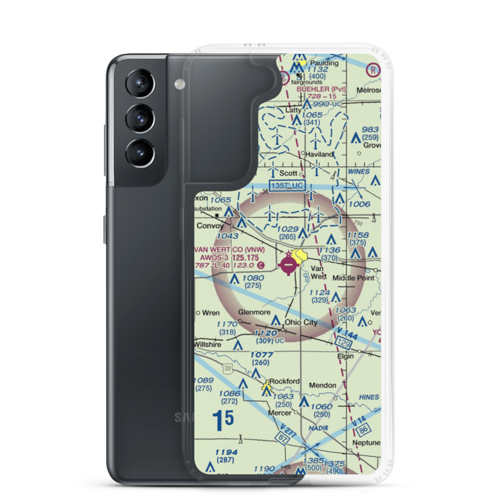 Van Wert County Airport (VNW) VFR Sectional Samsung Case Samsung Galaxy S21 model shown