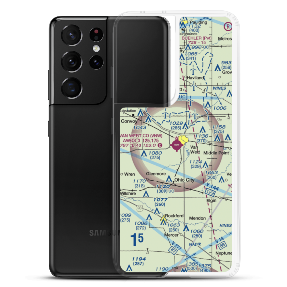 Van Wert County Airport (VNW) VFR Sectional Samsung Case Samsung Galaxy S21 Ultra model shown