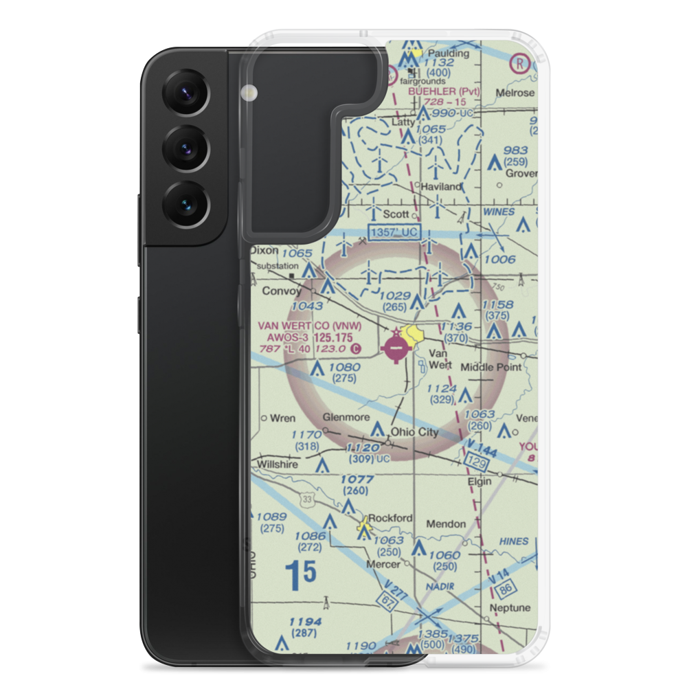 Van Wert County Airport (VNW) VFR Sectional Samsung Case Samsung Galaxy S22 Plus model shown