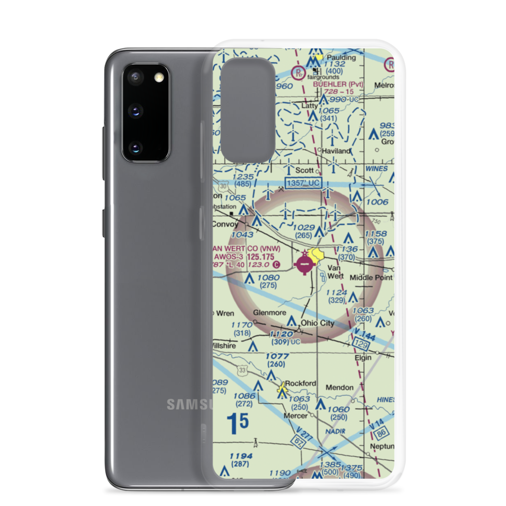 Van Wert County Airport (VNW) VFR Sectional Samsung Case Samsung Galaxy S20 model shown