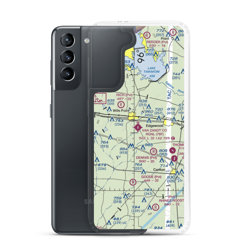 Van Zandt County Regional Airport (76F) VFR Sectional Samsung Case Samsung Galaxy S21 model shown