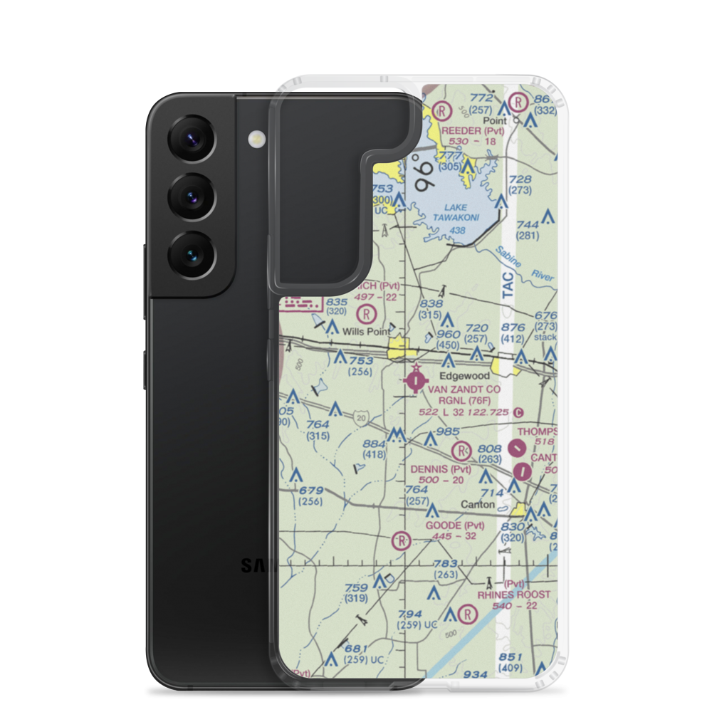 Van Zandt County Regional Airport (76F) VFR Sectional Samsung Case Samsung Galaxy S22 model shown