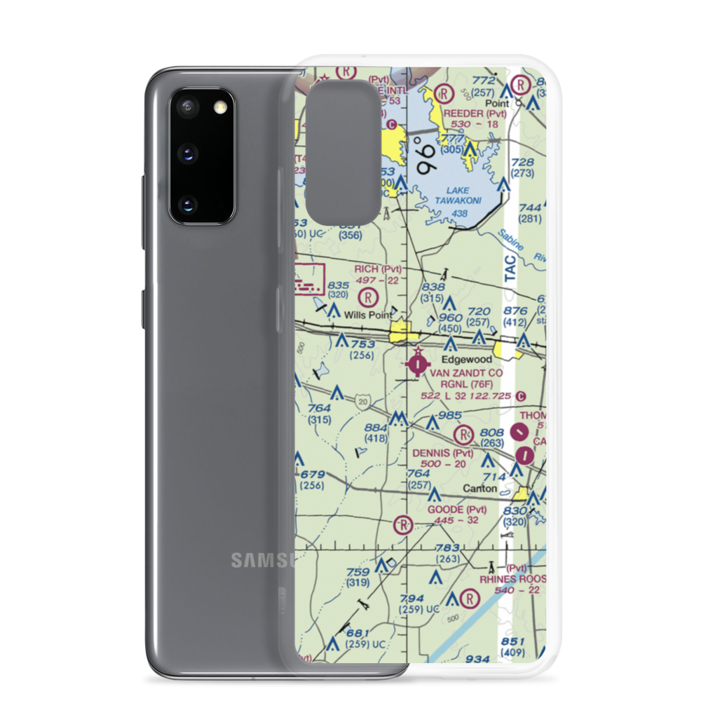 Van Zandt County Regional Airport (76F) VFR Sectional Samsung Case Samsung Galaxy S20 model shown