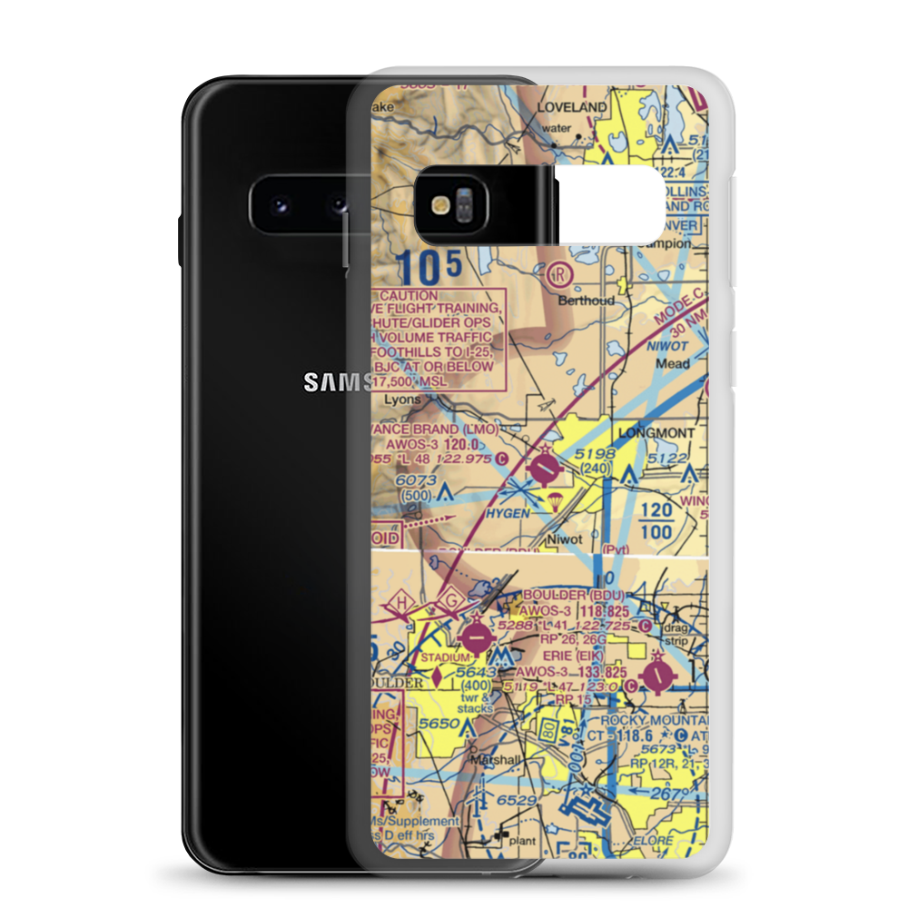 Vance Brand Airport (LMO) VFR Sectional Samsung Case Samsung Galaxy S10 model shown
