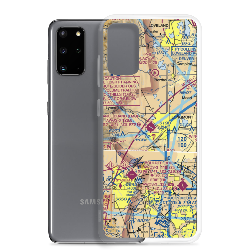Vance Brand Airport (LMO) VFR Sectional Samsung Case Samsung Galaxy S20 Plus model shown