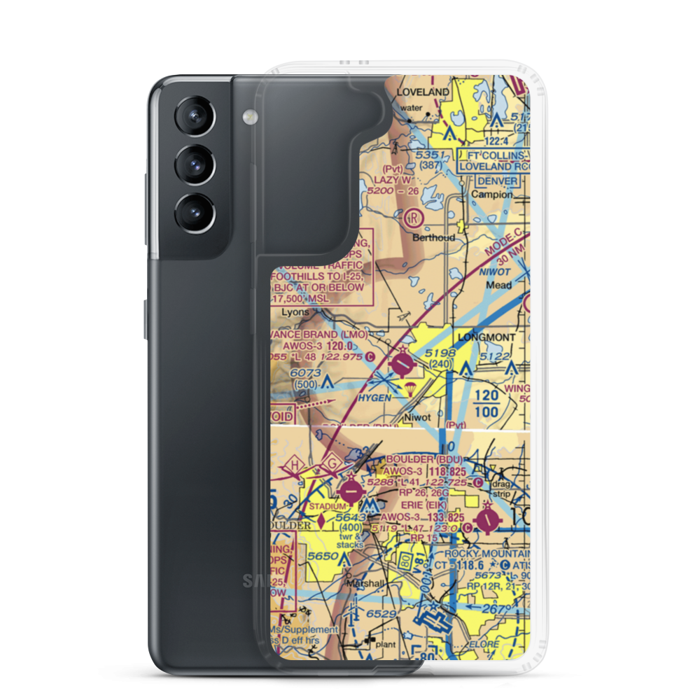 Vance Brand Airport (LMO) VFR Sectional Samsung Case Samsung Galaxy S21 model shown