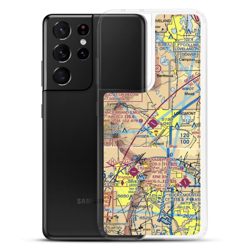 Vance Brand Airport (LMO) VFR Sectional Samsung Case Samsung Galaxy S21 Ultra model shown