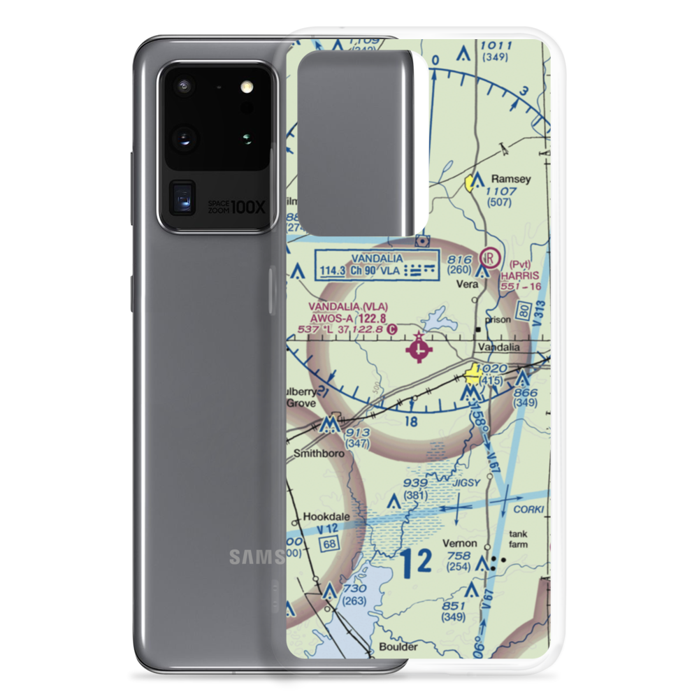 Vandalia Municipal Airport (VLA) VFR Sectional Samsung Case Samsung Galaxy S20 Ultra model shown