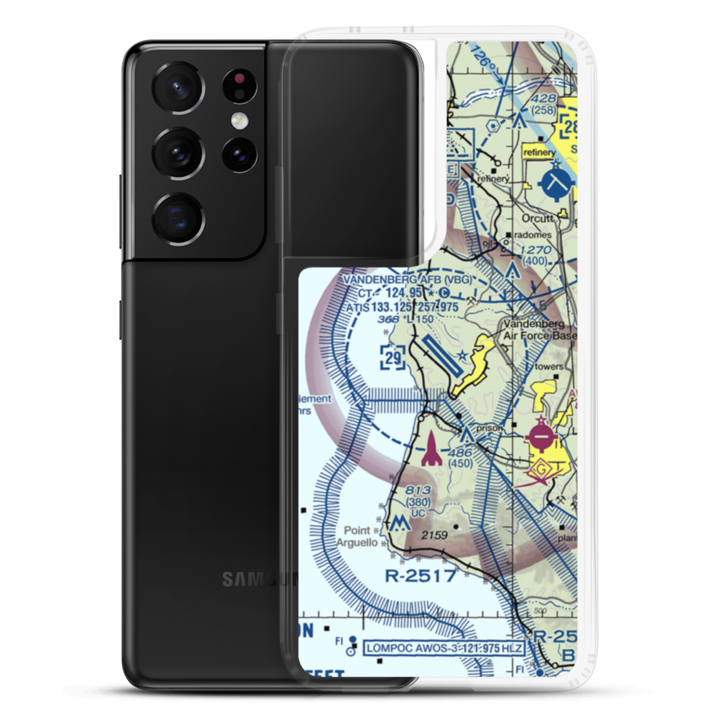 Vandenberg Air Force Base (VBG) VFR Sectional Samsung Case Samsung Galaxy S21 Ultra model shown
