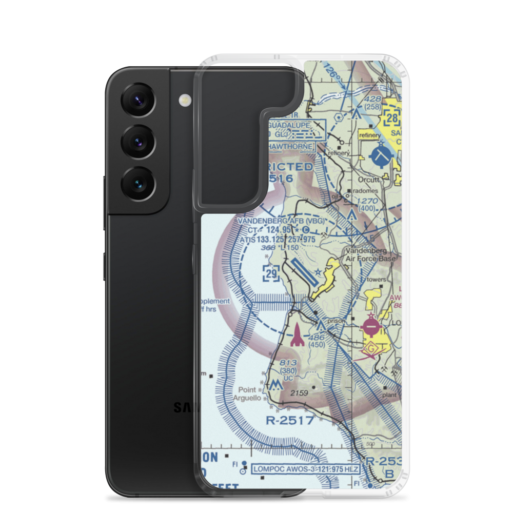 Vandenberg Air Force Base (VBG) VFR Sectional Samsung Case Samsung Galaxy S22 model shown