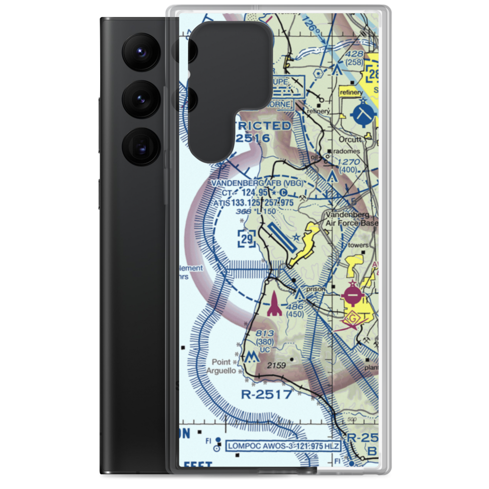 Vandenberg Air Force Base (VBG) VFR Sectional Samsung Case Samsung Galaxy S22 Ultra model shown
