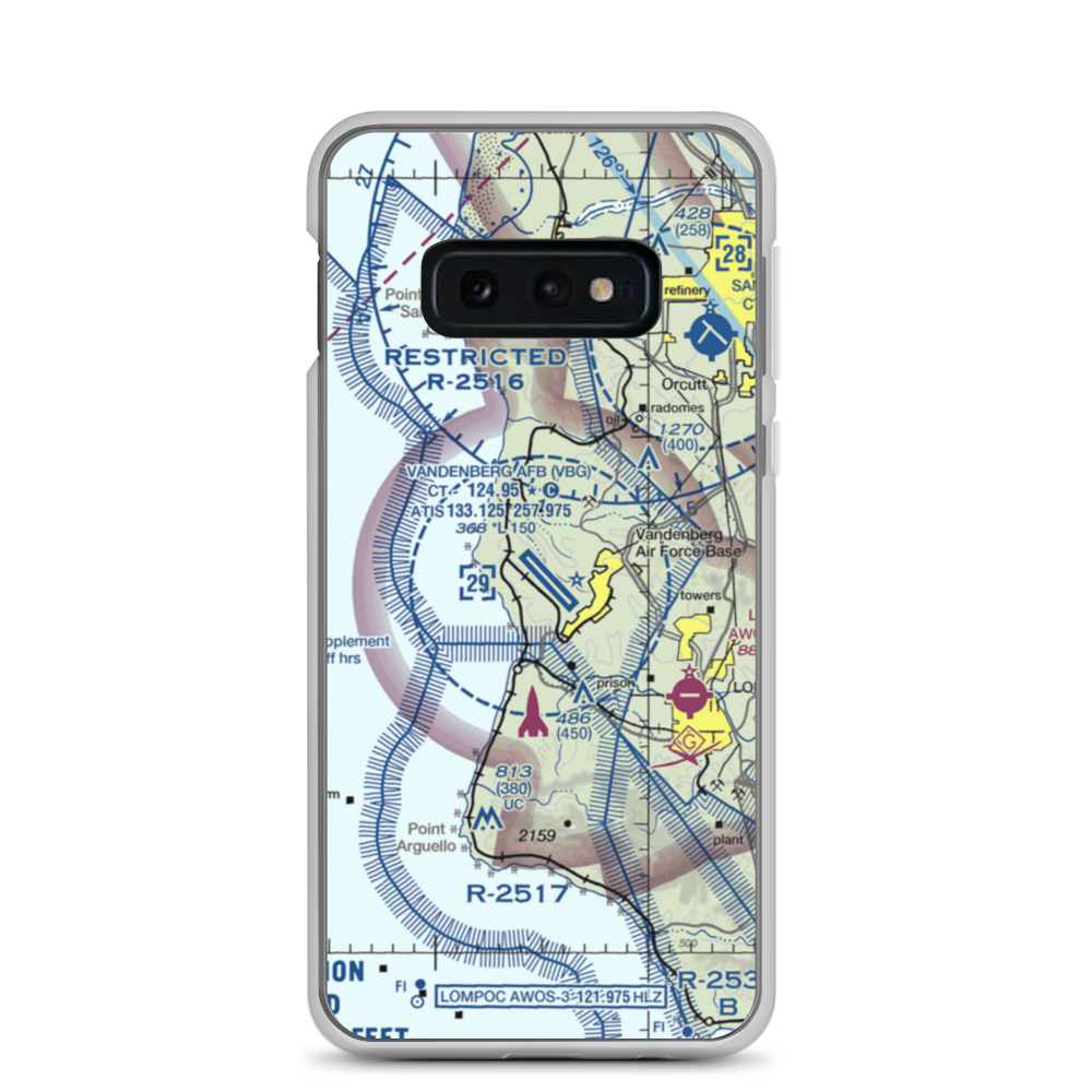 Vandenberg Air Force Base (VBG) VFR Sectional Samsung Case Samsung Galaxy S10e model shown