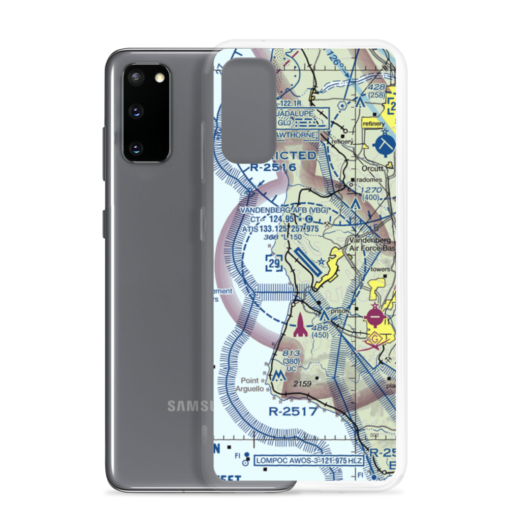 Vandenberg Air Force Base (VBG) VFR Sectional Samsung Case Samsung Galaxy S20 model shown