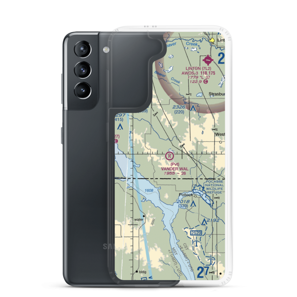 Vander Wal Private Airport (SD74) VFR Sectional Samsung Case Samsung Galaxy S21 model shown