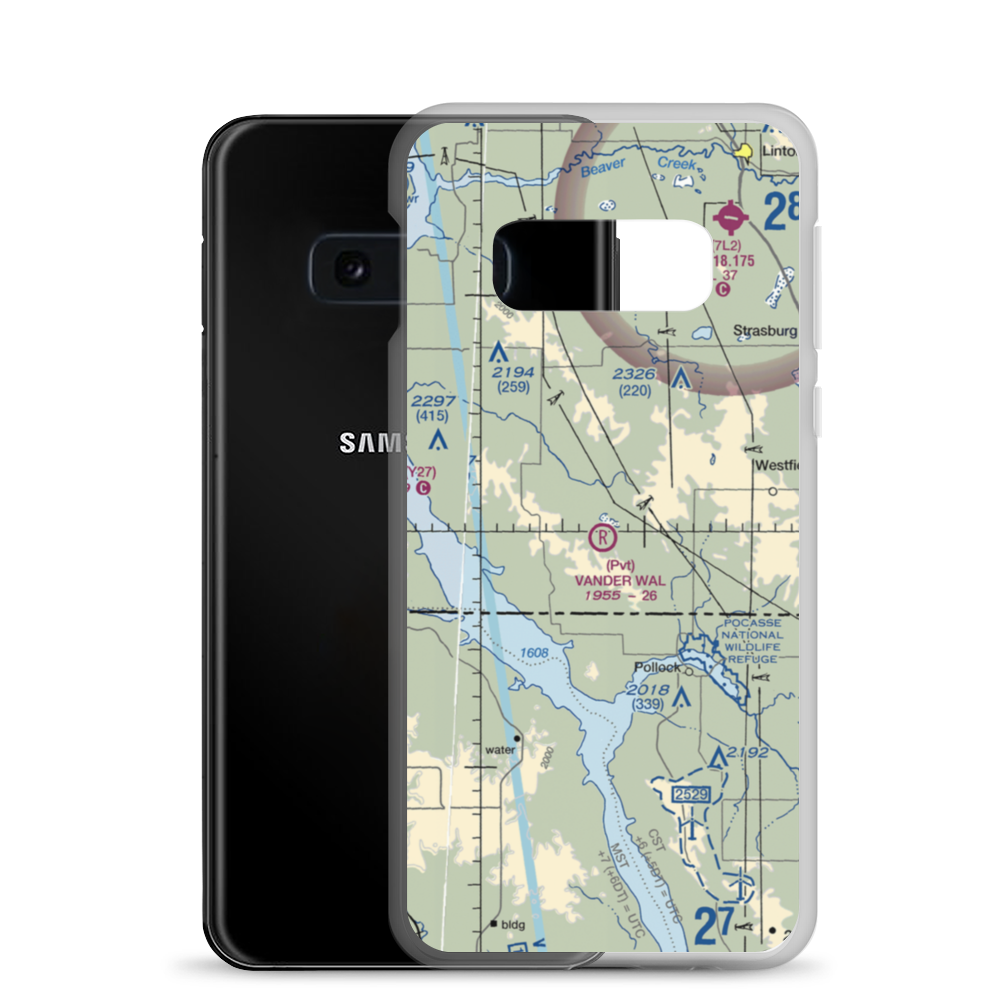 Vander Wal Private Airport (SD74) VFR Sectional Samsung Case Samsung Galaxy S10e model shown