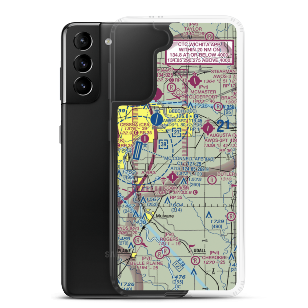 Vankirk Airport (44KS) VFR Sectional Samsung Case Samsung Galaxy S21 Plus model shown